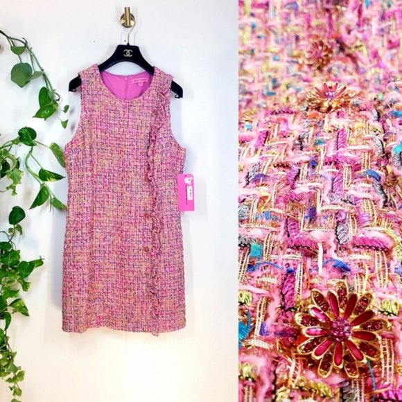 Betsey Johnson Dresses & Skirts - NWT BETSEY JOHNSON Rhinestone-Ruffle Tweed Dress